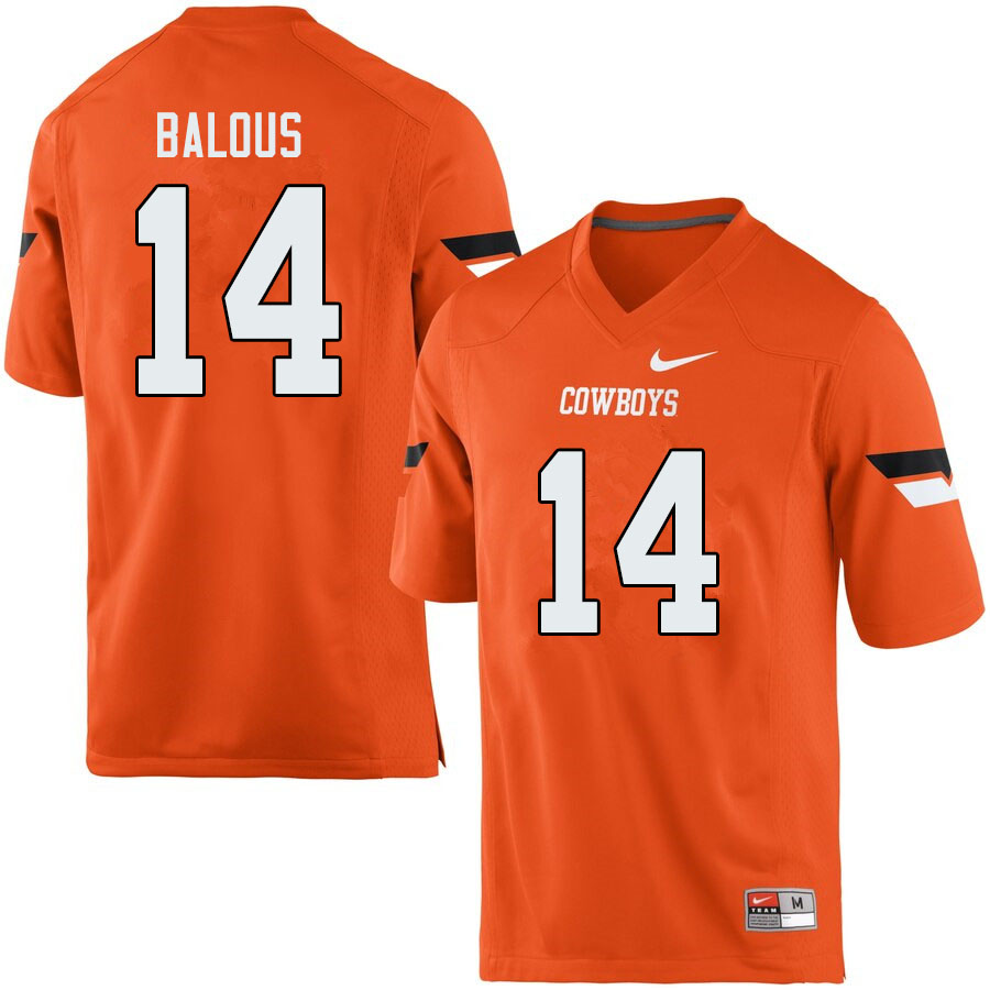 Men #14 Bryce Balous Oklahoma State Cowboys College Football Jerseys Sale-Orange